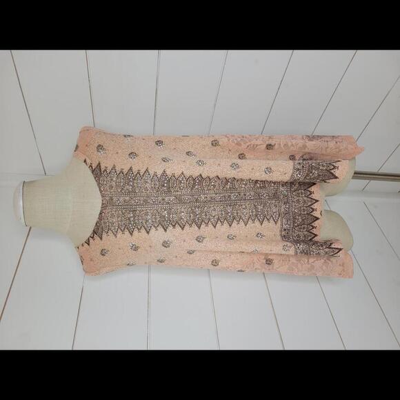 NWT Vocal pink & brown lace & bead embellishments tunic tank - Picture 1 of 5